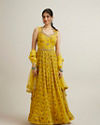 Mustard Yellow Bel Buti Patterned Stitched Suit